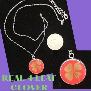 4 Leaf Clover Silver Necklace with Adjustable Chain